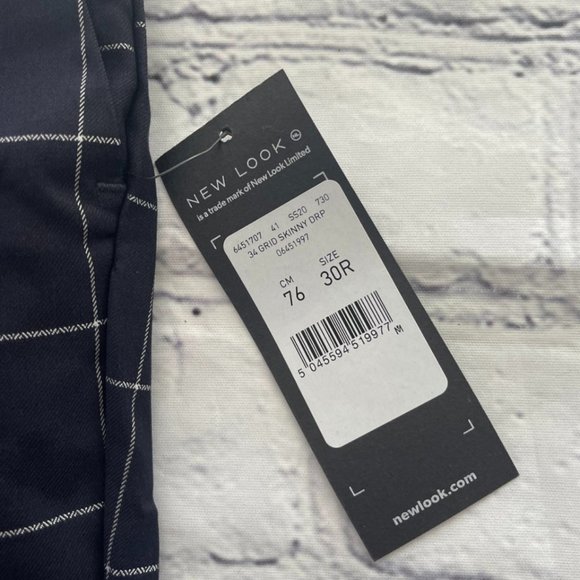 New Look Navy Check Skinny Cropped Trousers - Picture 6 of 9